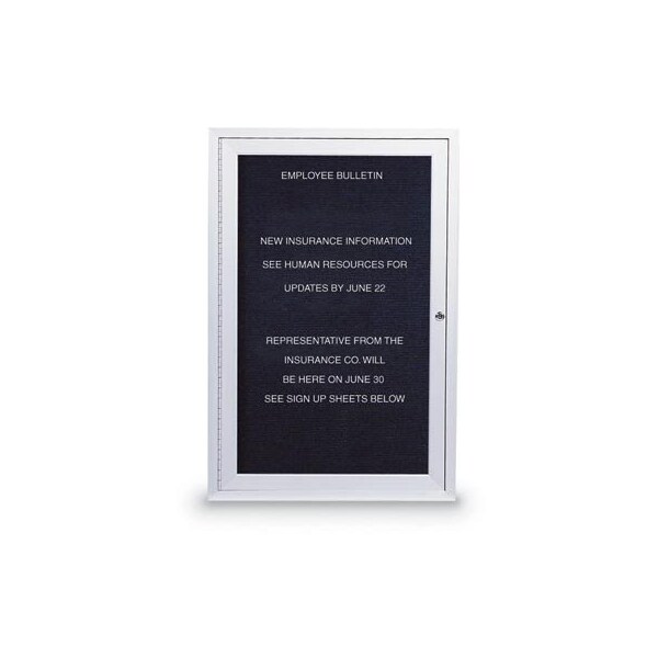42"x32" 2-Door Enclosed Outdoor Letterboard, Black Felt/Black